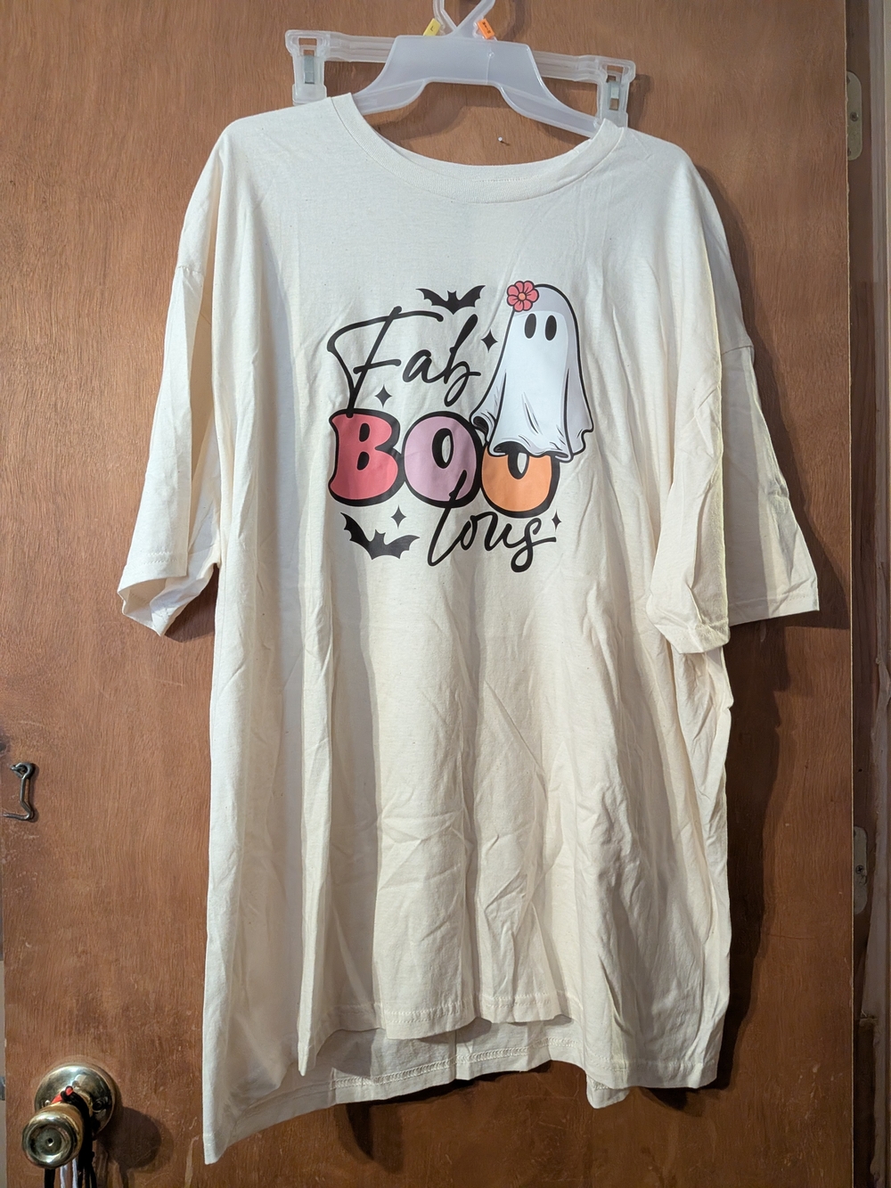 Gildan Cream Women's Tee with Ghost 'Fab BOO lous' Graphic